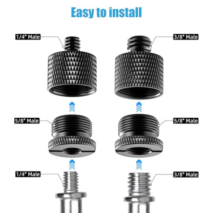 8 Pack Mic Stand Adapter 5/8 Female to 3/8 Male and 3/8 Female to 5/8 Male, 5/8 Female to 1/4 Male and 1/4 Female to 5/8 Male Screw Thread Adapter Mic for Microphone Stand Boom Arm Camera Tripod