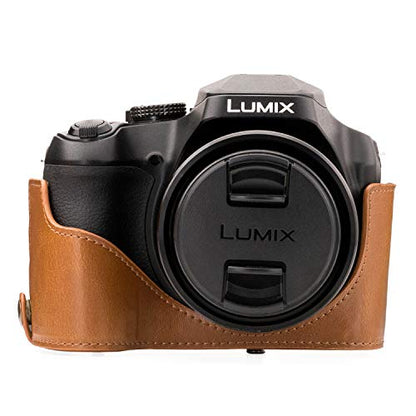 MegaGear Panasonic Lumix DC-FZ80, FZ82 Ever Ready Leather Camera Case and Strap, with Battery Access - Light Brown - MG1225 - color: Light Brown