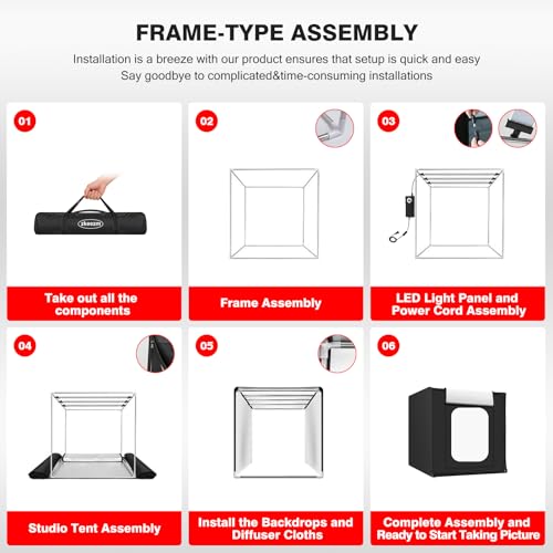 Photo Light Box, 39 inch Photography Light Box with 210 LEDs Lights & 4 Color Backgrounds Professional Dimmable Shooting Tent Kit for Large Product Photography - size: 39*39 inch