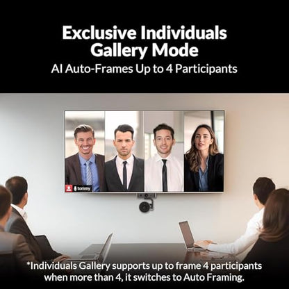 4K Dual Lens AI Conference Camera, Auto Framing & Presenter Tracking, 120° Wide Angle, 15x Zoom(3x Optical) PTZ + 1080P Panoramic, Individuals Gallery, USB & LAN Remote Control for Zoom/Teams Rooms