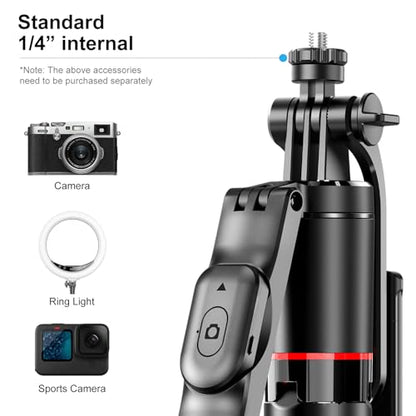 67" Selfie Stick Tripod for iPhone with Remote Control, Phone Holder and 1/4” Screw, Extendable Travel Essentials Tripod for Cell Phone, Camera, Phone Stand for Video Recording