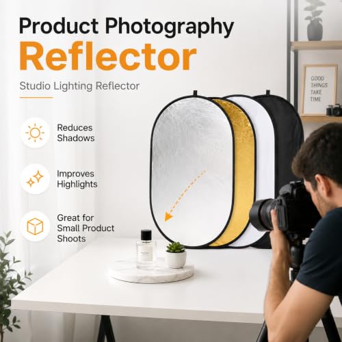 24x36in 5 in 1 Photography Reflector Light Diffuser 60x90cm,Collapsible Reflector Diffuser for Portrait, Product Photography Reflector and Studio Lighting Reflector with Carrying Bag - size: 24x36inch