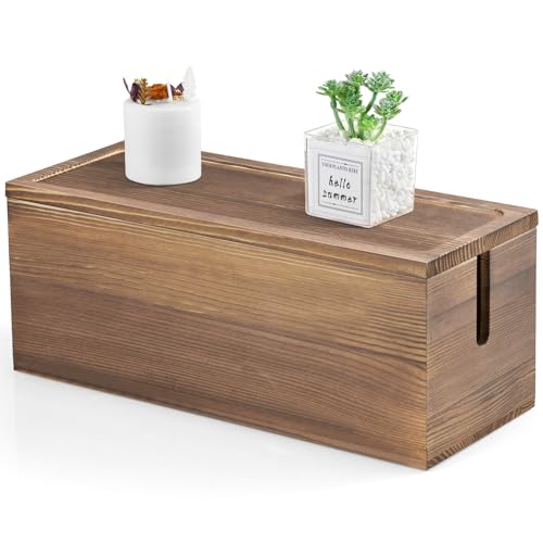 Large Cable Management Box, Burnt Wood Cord Organizer Box for Desk, Floor, Office to Hide Extension Cords Power Stripes Surge Protectors Chargers Wires - color: Burnt Wood, size: Large