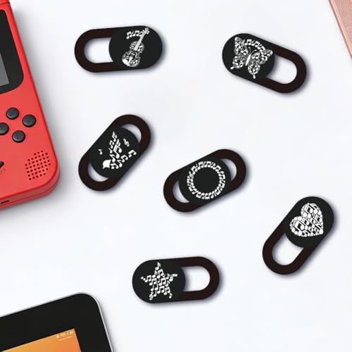 6Pcs 6 Styles Laptop Camera Cover Music Notes Privacy Guard Accessories, 0.04 Inch Ultra Thin Webcam Cover Protector Blocker for Desktop Computer Tablet Notebook Mini PC Home Office Use - color: Musical Note