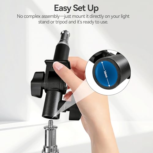 WELLMAKING 2PCS U Shape Tilt Adapter Swivel Mount Umbrella Holder Light Stand with Standard 1/4 to 3/8 inch Metal Male Screw Adapter Spigot Stud for Studio Light Stand, Hotshoe/Coldshoe Adapter