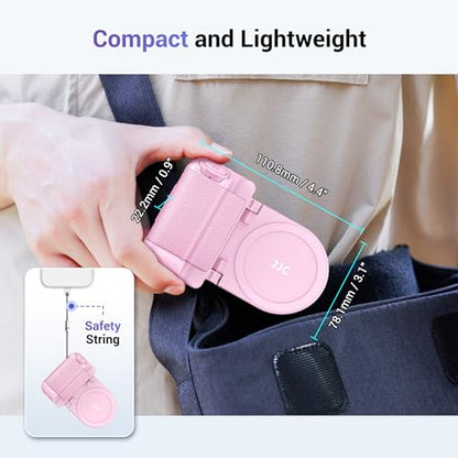 JJC Magnetic Phone Camera Grip Handle with Wireless Shutter Remote, Magsafe Camera Handle Bluetooth Bracket for iPhone Android Smartphone with 1/4” Tripod Screw for Video Photo Shooting (Pink) - color: Pink Standard Grip
