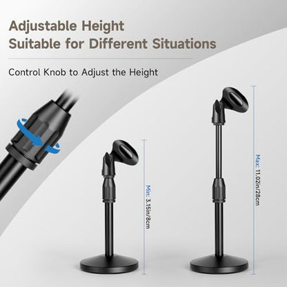 Desktop Microphone Stand Height and Angels Adjustable for Diameter Max 1.77" Desk Mic Stand Holder, Table Microphone Holder Hold Up to 3.3Lbs Suitable for Podiums, Meeting Rooms, etc - size: Small-Universal