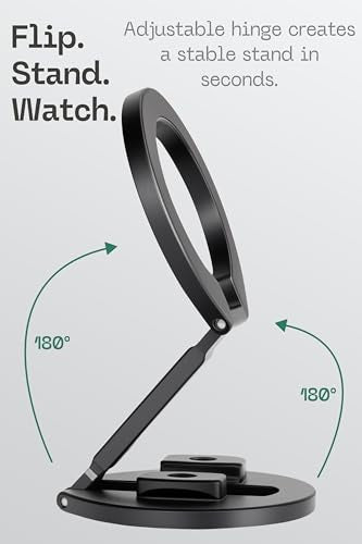 FANAUE MS-05 Dual Magnetic Ring Cell Phone Holder – Ultra Slim Foldable Design with 1/4” Screw & Dovetail Clip Tripod Mount – for iPhone 16 15 14 13 Pro Max Plus – Gym Magnetic Phone Holder