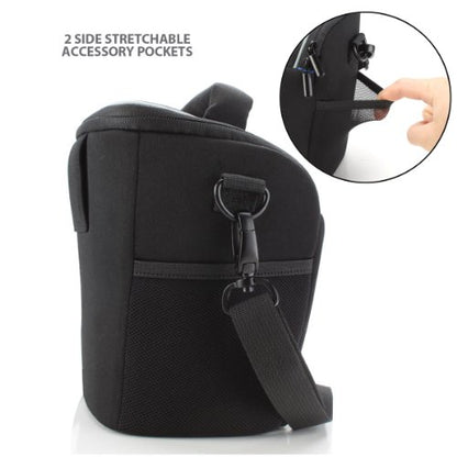 USA Gear DSLR Camera Case for Men and Women with Top Loading Accessibility, Adjustable Shoulder, Small Camera Sling Bag, Travel Padded Handle - Camera Holster Bag for Nikon, Canon, Panasonic (Black) - color: Black