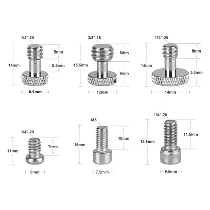 CAMVATE 1/4-20 & 3/8-16 & M5 Screw Assortment Kit for DSLR Camera Cage Rig | 16 PCS