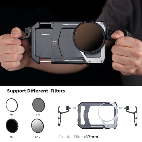 Universal Phone Cage Video Kit Stabilizer W/Handles + 67mm Thread Filter Adapter Rig for iPhone 17 16 15 14 Pro Max Samsung Cell Phone Vlog Live Stream Filmmaking, with Cold Shoe Tripod Mount