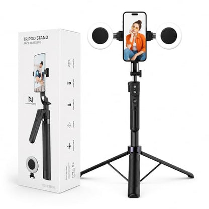 70" Auto Face Tracking Tripod for iPhone with Light, 360° Rotating Selfie Stick for Android with Remote & Gesture Control, Phone Holder Video Recording for Content Creators, TIKTok & Live Streaming