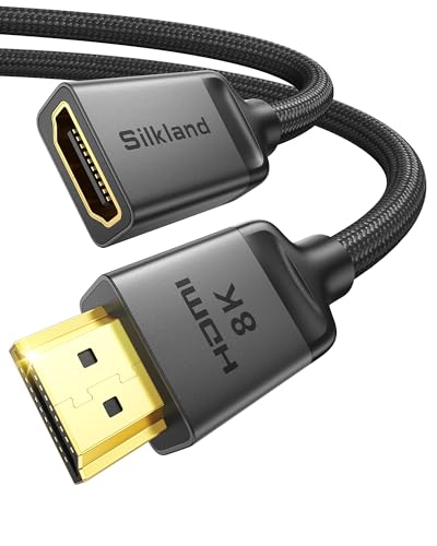 Silkland 8K HDMI Extension Cable 10FT/3M HDMI Extender 2.1, 8K@60hz 4K@120hz HDMI Male to Female Adapter, Ultra High Speed 48Gbps Hdmi Cord Compatible with Fire Stick Roku TV Blu-Ray Laptop PS5 PS4 PC - size: 10FT