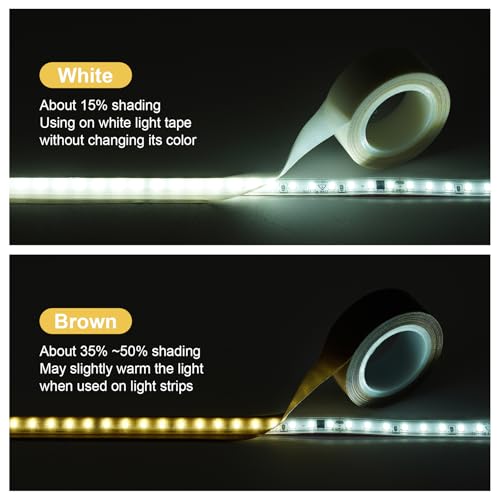 Meking LED Strip Diffuser Tape 2 PCS 0.78 in x 32.8 ft Light Diffuser Tape for Soften Light, White&Brown - color: White&Brown