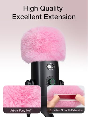 SUNMON Blue Yeti Microphone Pop Filter, Mic Cover Furry Foam for Blue Yeti, Fifine AM8, HyperX SoloCast, Razer Seiren V3 Mini Microphones and Most Mic (Pink)