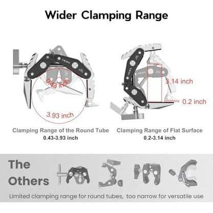 HEIPI Super Clamp Phone Camera Mount Holder 2-in-1 Clamp & Stand Design with 1/4"-20 & 3/8"-16 Screw Mount Adapter Holder Max Clamping 3.93 inch for Tripod Accessories, Phone, Action, DSLR Camera - style: Super Clamp Only