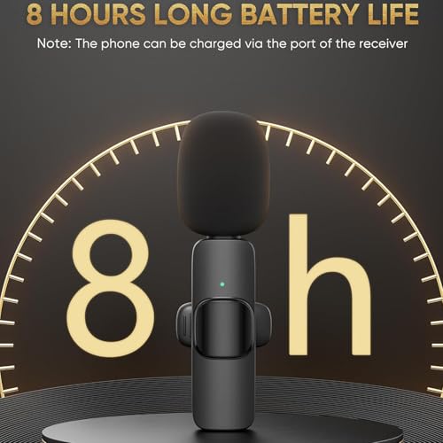 2PCS Wireless Lavalier Microphone for Android, Smartphones, Lapel Microphone for Video Recording, Clip on Wireless Mic for Podcast, Interview, YouTube, Vlog (2 Mics - USB-C, Black)