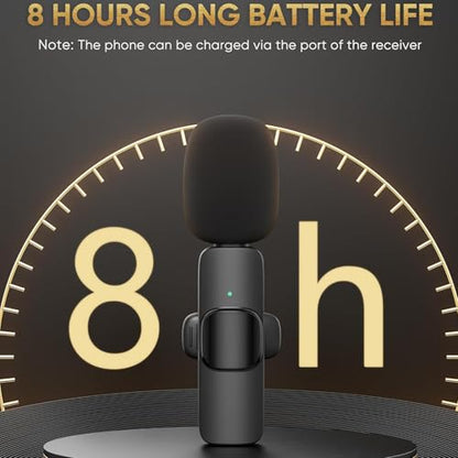 2PCS Wireless Lavalier Microphone for Android, Smartphones, Lapel Microphone for Video Recording, Clip on Wireless Mic for Podcast, Interview, YouTube, Vlog (2 Mics - USB-C, Black)