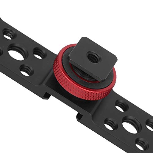3 in 1 Hot Shoe Mount Adapter, Extension Bar Bracket Stand with 3pcs Hot Shoe Mount for Camera Mobile Phone Rabbit Cage (Black) - color: Black