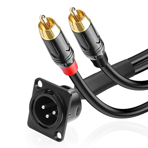 XMSJSIY D-Type XLR to RCA Stereo Audio Splitter Cable D-Type XLR Male to Dual RCA Male HiFi Connector Microphone Cord for Mixer Speaker Amplifier - 1M/3.28FT