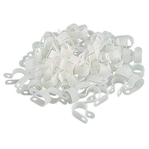 200pcs White Nylon R-Type Cable Clips Fastener for 1/2 Inch (12.7mm) Dia Wire Tube (Plastic Wire Cord Clip Fixer)