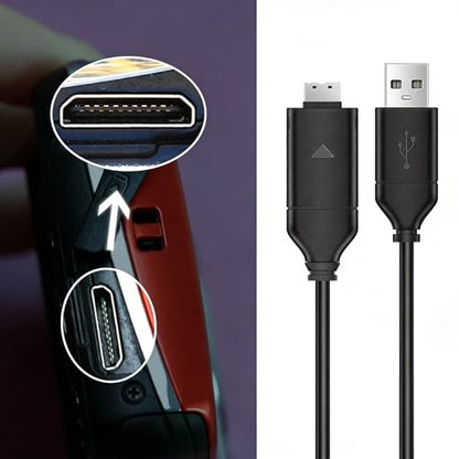 USB Data + Battery Power Charging Cable Cord for Samsung SL600 SL605 Camera TL205 TL210 TL220 i8 L200, Replacement Lead for SUC-3 SUC-5 SUC-7