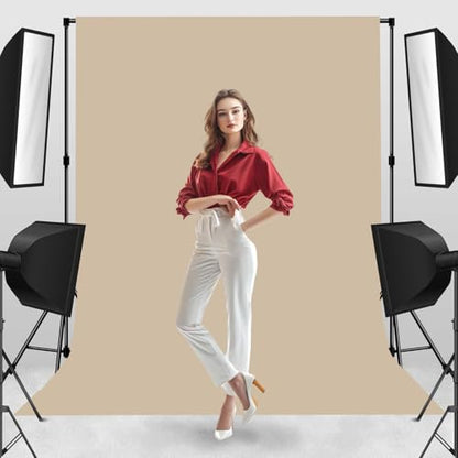 Photo Backdrop Beige Fabric Professional Photography Solution 5x7ft Seamless Design Eliminate Wrinkles Baby Shower Pregnant Women Shooting Scene Background - color: Beige, size: 5x7ft