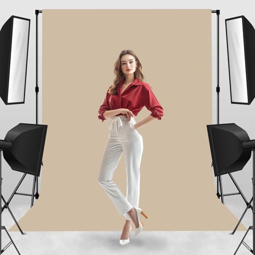Photo Backdrop Beige Fabric Professional Photography Solution 6x9ft Seamless Design Eliminate Wrinkles Baby Shower Pregnant Women Shooting Scene Background - color: Beige, size: 6x9ft