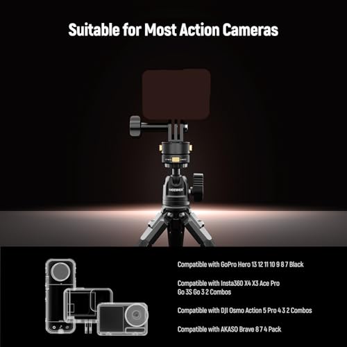 Neewer 6 in 1 Action Camera Mount Kit, Compatible with Hero 13 12 11 Max DJI Osmo Action Insta360, Metal Magnetic Quick Release Mount with 1/4" Thread & Folding Fingers for POV Shots, GP-23 - style: GP-23