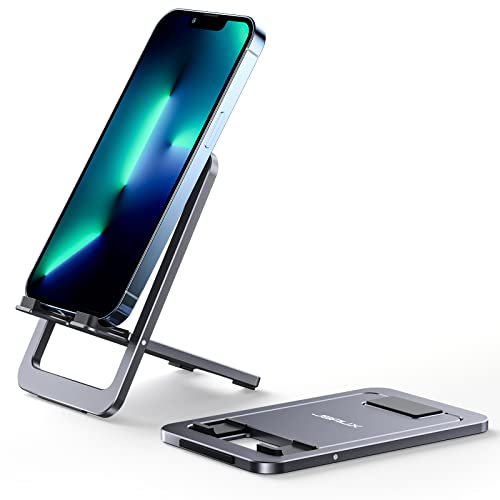 JSAUX Cell Phone Stand, Foldable Aluminum Adjustable Phone Holder for Desk Portable Travel Essentials Office Accessories for iPhone 17 16 15 14 13 Pro Max Samsung S25 S24 S23 Ultra Kindle-Gray - color: Grey, size: 1-PACK