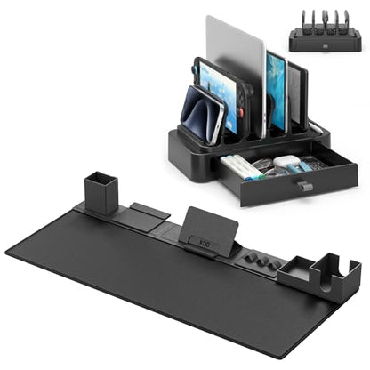 KDD 6 in 1 Mouse Mat with Magnetic Desktop Storage and Vertical Laptop Stand with Drawe