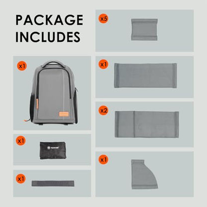 TARION Large Camera Backpacks for Photographers - Waterproof Camera Bag Photography backpack with 15" Laptop Compartment Rain Cover Side Access Tripod Holder(TB02 Grey) - color: Grey