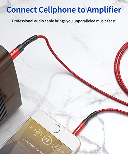 JSAUX 1/4 to 1/8 Cable Stereo Audio Cable 10FT, 6.35mm 1/4" Male to 3.5mm 1/8" Male TRS Bidirectional Stereo Audio Cable Jack for Guitar, Home Theater Devices, Speaker and Amplifiers-Red - color: Red, size: 10ft