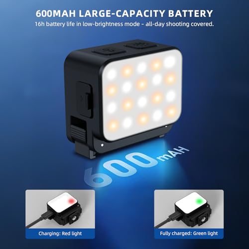 BRDRC Action 6 Magnetic Mini LED Fill Light, Photography Fill Video Lighting with Quick-Release Cold Shoe Adapter, 3 Color Modes, 4 Levels Brightness for DJI Osmo Nano Camera Accessories