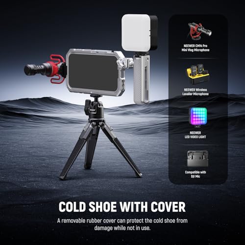 NEEWER Quick Release Side Handle with Anti Off Cold Shoe, 360° Rotation, Nonslip Grid, Compatible with iPhone 16 Pro 16 Pro Max S25 Ultra Phone Cage Accessories, Silver + Gray, PA045 - style: PA045 Silver/Gray