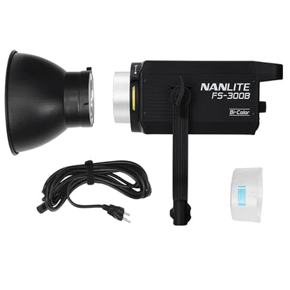 Nanlite FS-300B 350W Bi-Color LED Video Light, 2700K-6500K LED Spotlight, CRI 96+, Bowens Mount, App Control, Professional Lighting for Photography, Video, YouTube & Live Streaming