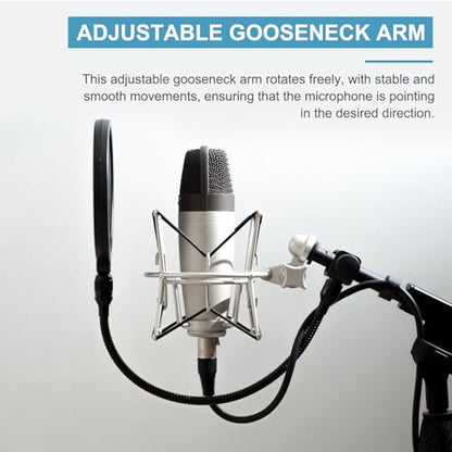PATIKIL 9" Gooseneck, 1/4" Male to 1/4" Male Thread Metal Universal Hose Flexible Arm Gooseneck Tube Extension Holder for Action Camera Phone Microphone, Black - size: 9"