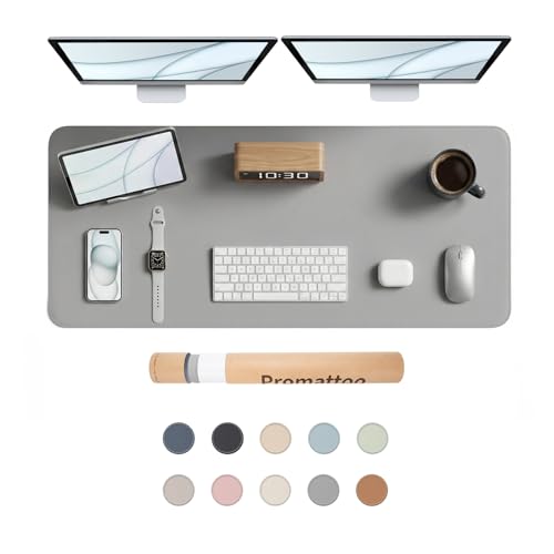 Large Desk Pad Non-Slip Desk Mat Protector for Keyboard Mouse Waterproof Vegan Leather Surface Faux Leather Laptop Mat Smooth Mouse Pad Premium Gift Tube Mist Gray 47" x 17" - color: Mist Gray, size: 47" x 17"