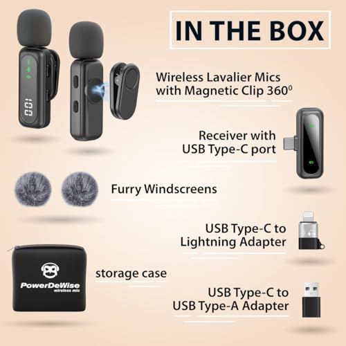 Wireless Lavalier Microphone for iPhone & Android, 2 Pack Mini Mic with USB-C/Lightning/USB-A Receiver, Plug & Play No Bluetooth, AI Noise Cancelling Lapel Mic for TikTok YouTube Vlog Podcast - style: Wireless USB C