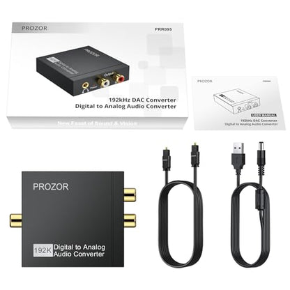 PROZOR 192KHz Digital to Analog Audio Converter, DAC Optical to Analog L/R RCA 3.5mm Converter, Digital SPDIF Toslink Optical to 3.5mm Jack Adapter for PS3 HD DVD PS4 Amp Apple TV Home Cinema - size: Lightweight Shell, style: 2.0CH PCM