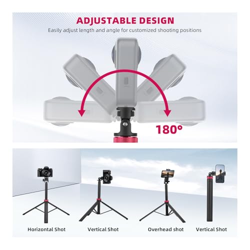 80in Pocket 3 4 Selfie Stick Tripod for GoPro Action Camera, Extendable Stand Vlog Mount for DJI Osmo Pocket 3 4 Action 6 5 Pro 4 3 for Xtra Muse for Insta360 X5 X4 X3 for AKASO DSLR Accessories
