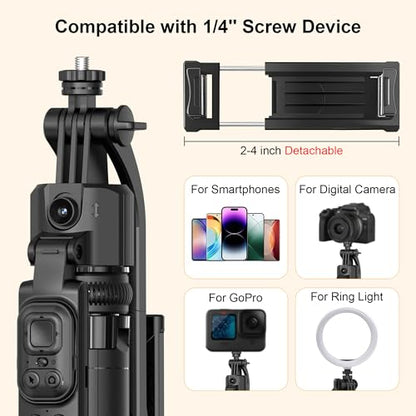 63" Phone Tripod with Auto Face Tracking, 360° Rotation Selfie Stick Tripod for iPhone & Action Camera, Detachable Phone Holder & Wireless Remote, Portable Tripod for Video Recording/Vlogging/Live - size: Tripod with 2 Mini Square Lights