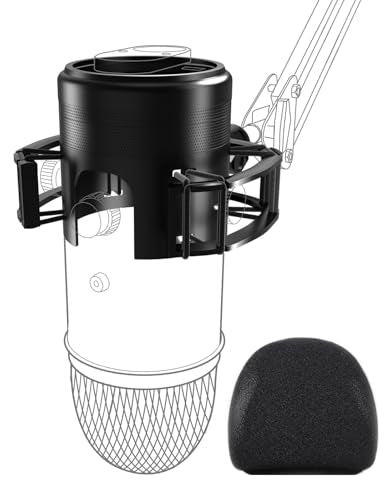 Custom Built for Blue Yeti Shock Mount with Pop Filter, 2026 Upgrade Anti-Vibration Suspension Elastic Shock Mount Holder Clip Mics Stand with Screw Adapter Compatible with Yeti Microphone - size: Yeti Shock Mount with Windscreen