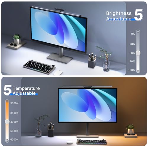 Syrinx Pro Monitor Light Bar with RGB Ambient Backlight, Home Office & Gaming Computer Monitor Lamp, CRI95+ No Glare Eye Care, 1200lm, 3000K–6000K Stepless Dimming, for 17"–34" Flat & Curved Monitors - style: Pro