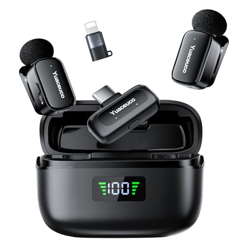 Mini Wireless Microphone for iPhone Android Tablets, Lapel Mic with Noise Reduction, 30h Charging Case, 3 Voice Changer, Plug & Play Mini Mic for iPhone Vlogging, Video Recording, Podcast - color: Black1, size: Type-C Charging Adapter