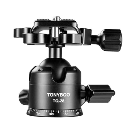 TONYBOO Low Profile Ball Head, All Metal CNC Precision Machined Tripod Head with Arca Swiss Quick Release Plate, 360° Panoramic Scale, Double U-Groove Panoramic Head for DSLR Camera, Load up to 22lbs