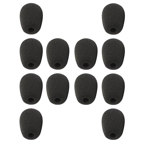 12 Pack Headset Microphone Windscreen Foam Cover Soft Comfortable and High-density Lapel Mic Covers Pop Filter Replacement Windshield for Headset Microphone