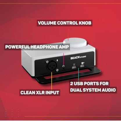 BEACN Studio – USB XLR Audio Interface for Creators, built in DSP mic chain, ultra-low-noise preamp, mutli-channel dual PC and console USB-C connections, for Streaming, Gaming, and Podcasting (White) - color: White
