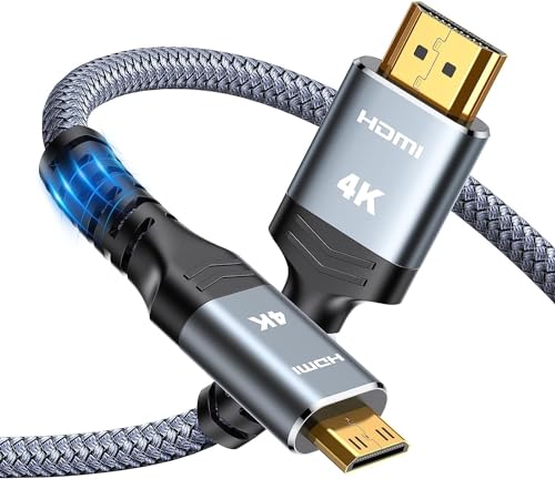 Highwings Mini HDMI to HDMI Cable 6FT, (4K 60Hz) High Speed HDMI to Mini HDMI Male Bi-Directional 2.0 Cord, for HDTV, Tablet, Camera and Camcorder [Aluminum Shell, Nylon Braided] - color: Grey, size: 6 feet