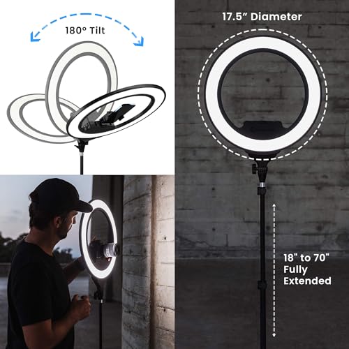Lume Cube Ring Light Pro | Wireless Professional Lighting for Photography, Streaming, Video | Fully Adjustable Color and Brightness | Includes Sturdy, Portable Tripod Mount and Padded Carrying Case - color: Black